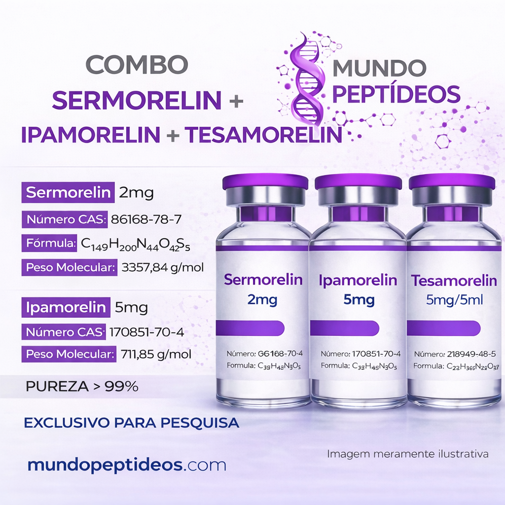 Combo Ipamorelin + Sermorelin + Tesamorelin + Diluente (Genpharma) - Mundo Peptideos