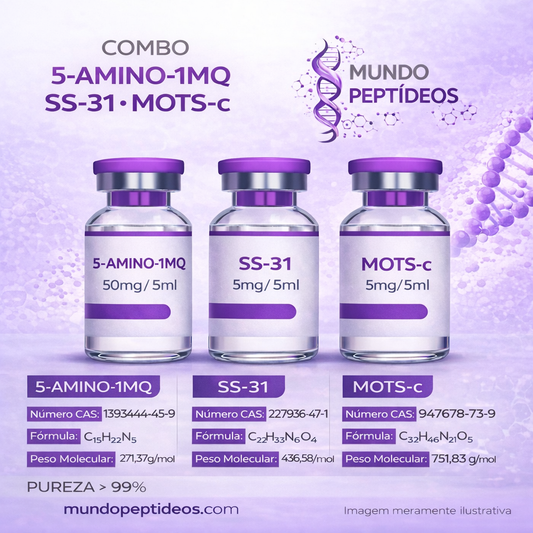 Combo Vitalidade Mitocondrial - 5-Amino-1MQ + MOTS-c + SS31 - Mundo Peptideos